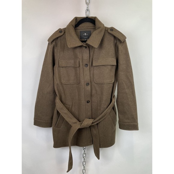 7 FOR ALL MANKIND BROWN WOOL TIE WAIST JACKET SIZE MEDIUM - Picture 1 of 11